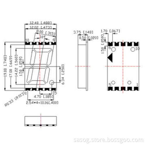 0.56-inch Single SMD LED Digit Display, Yellow green, 570nm, Common Cathode